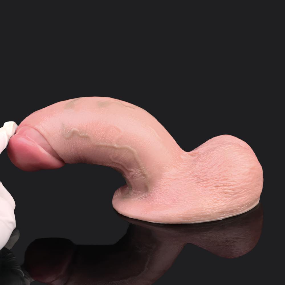 Flesh Pink Realistic Dildo - Thick & Curvy