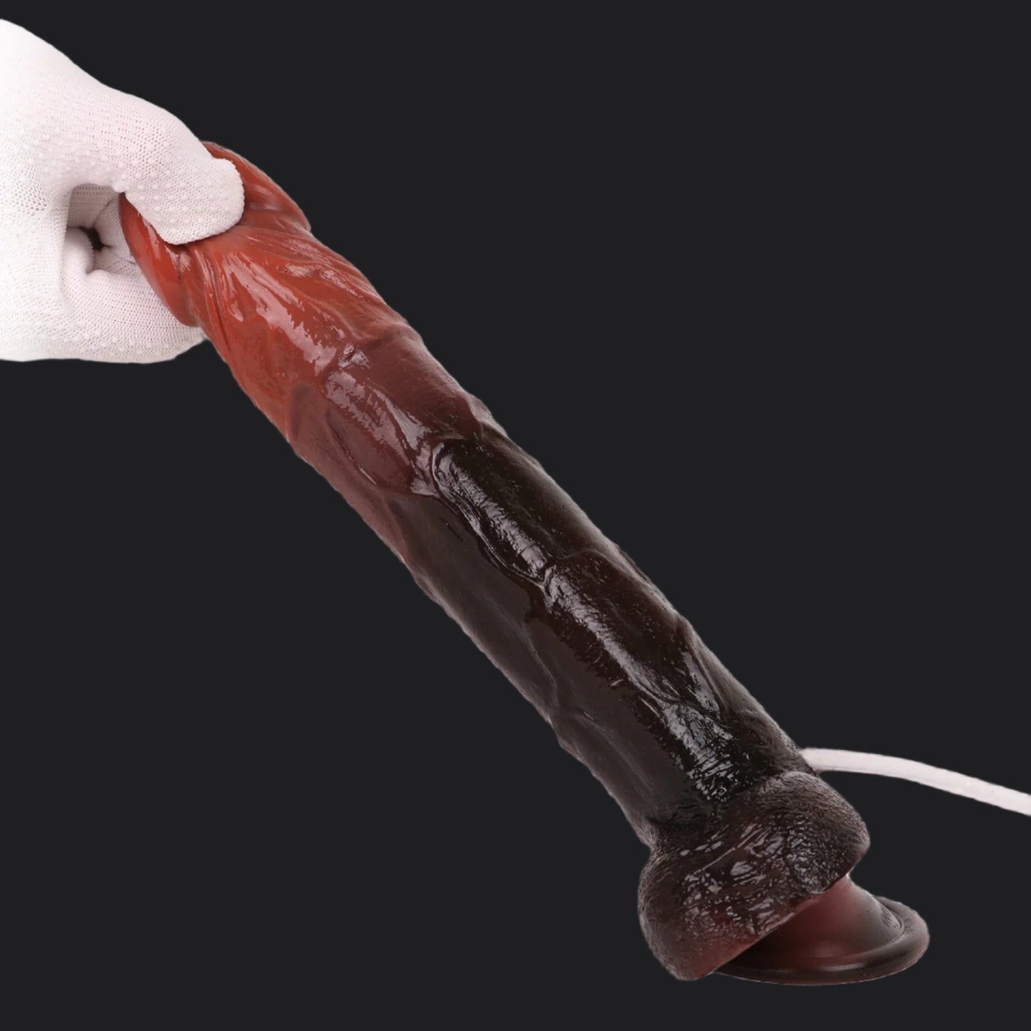 Black Realistic 8 and Half Inch Cumming Dildo