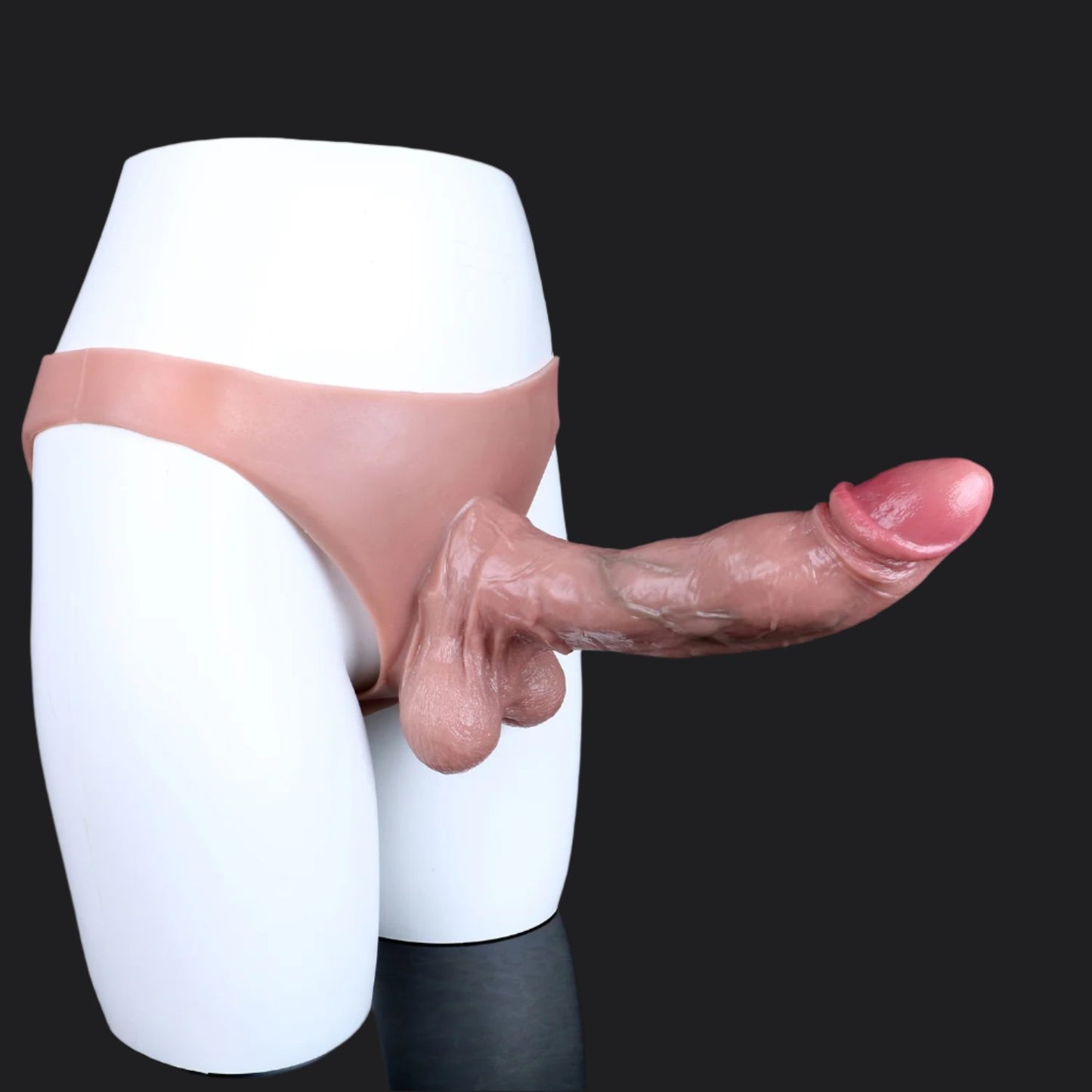 Flesh Pink Dildo Panties - 8inch - Bikini Style 76cm Waist