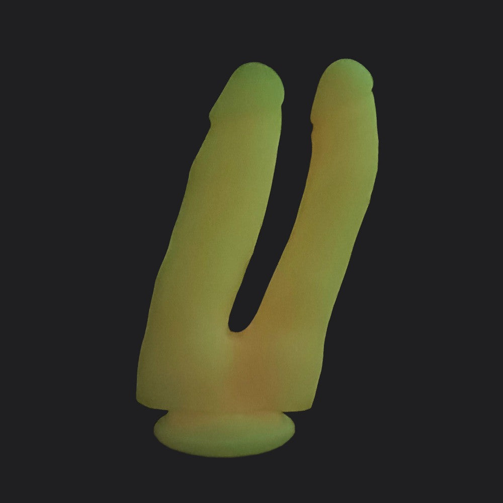 GITD Orange Double Penetrator Dildo