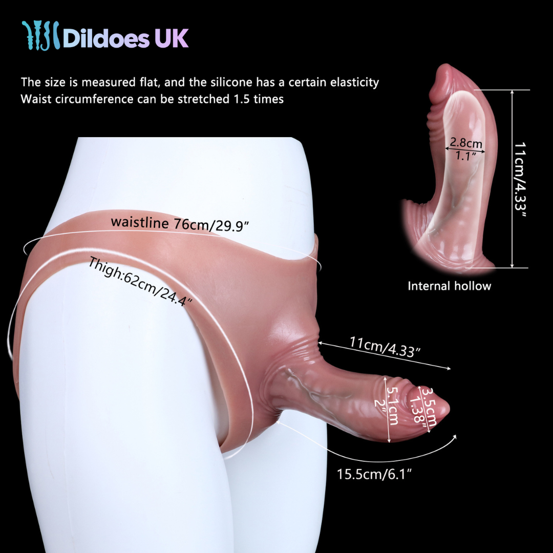 Flesh Pink Dildo Panties - 4inch - Bikini Style 76cm Waist