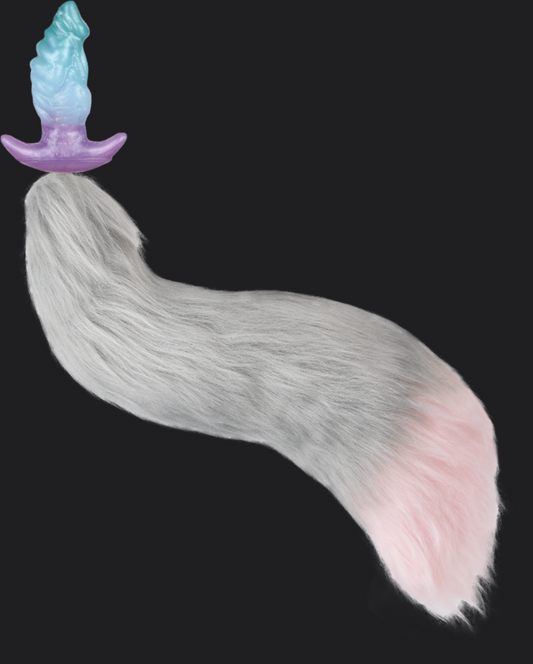 Silver Sparkle Fox Tail Butt Plug