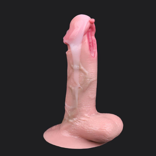 Flesh Pink Realistic Dildo - Pierced and Split