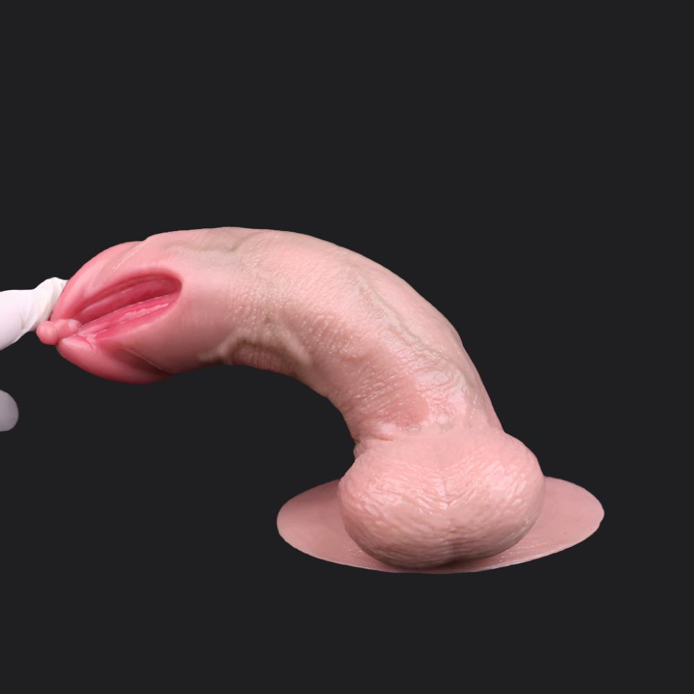 Flesh Pink Realistic Dildo - Pierced and Split