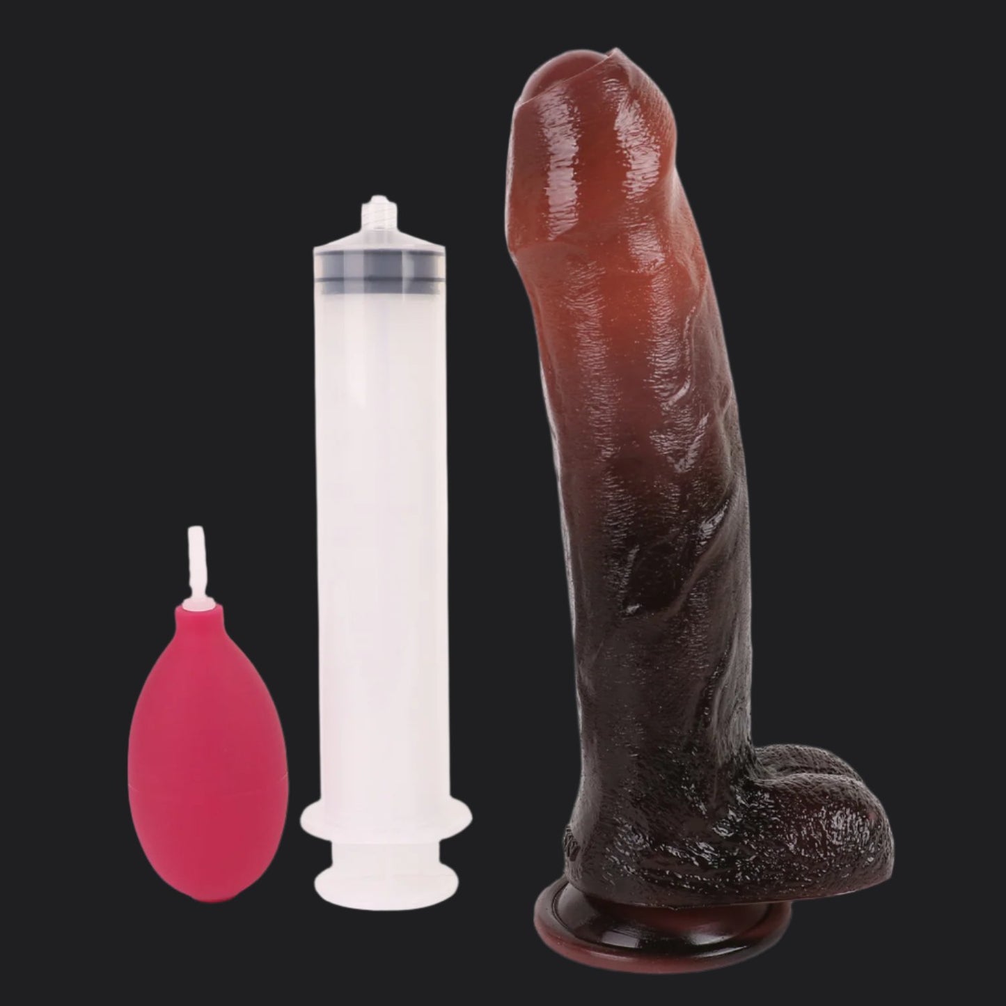 Black Realistic Uncut 9 Inch Squirting Dildo