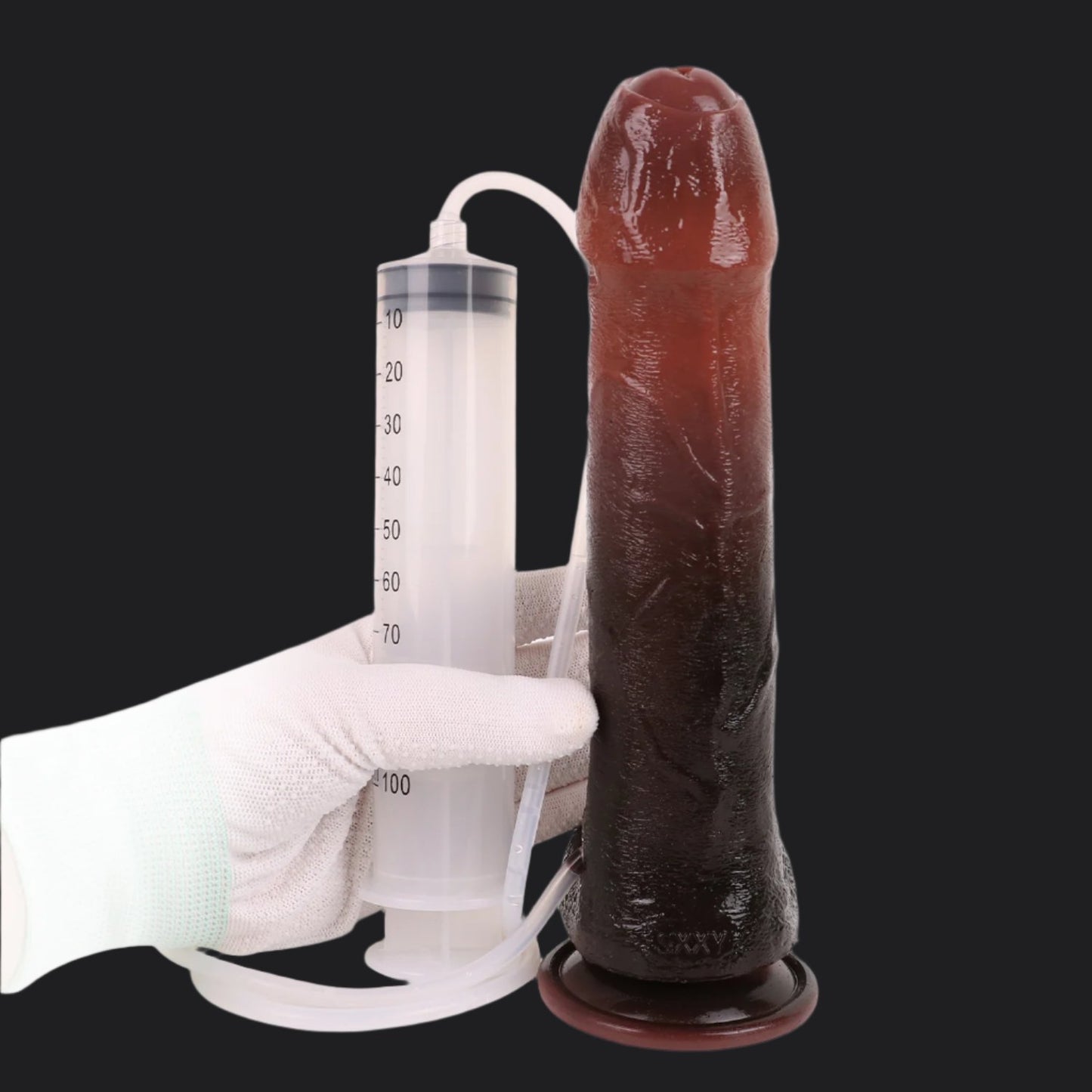 Black Realistic Uncut 9 Inch Squirting Dildo