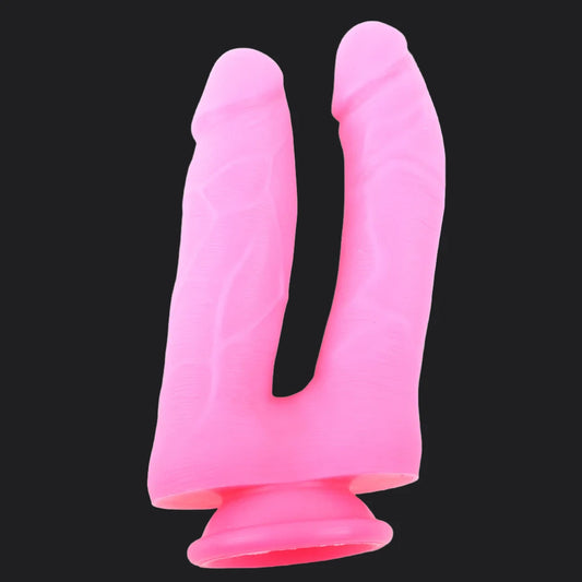 GITD Pink Double Penetrator Dildo