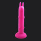 Fiery Pink Rabbit Silicone Dildo