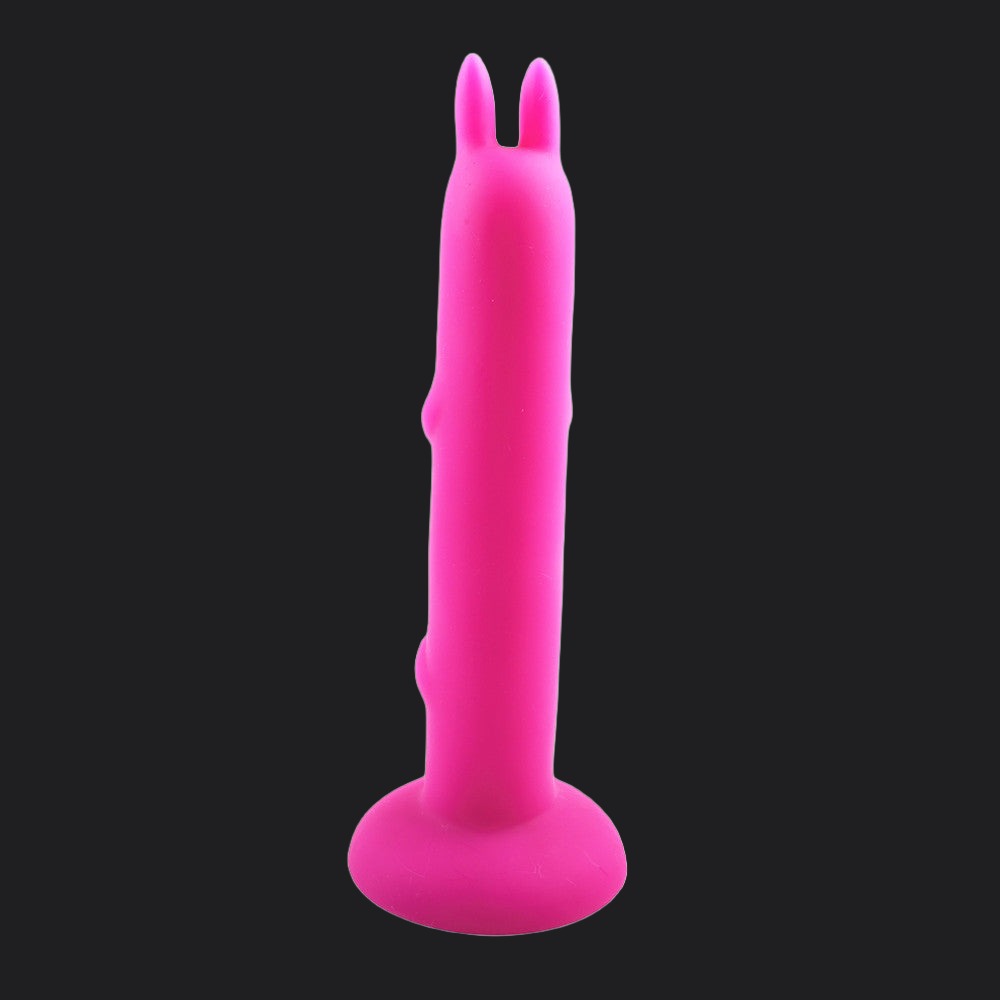 Fiery Pink Rabbit Silicone Dildo